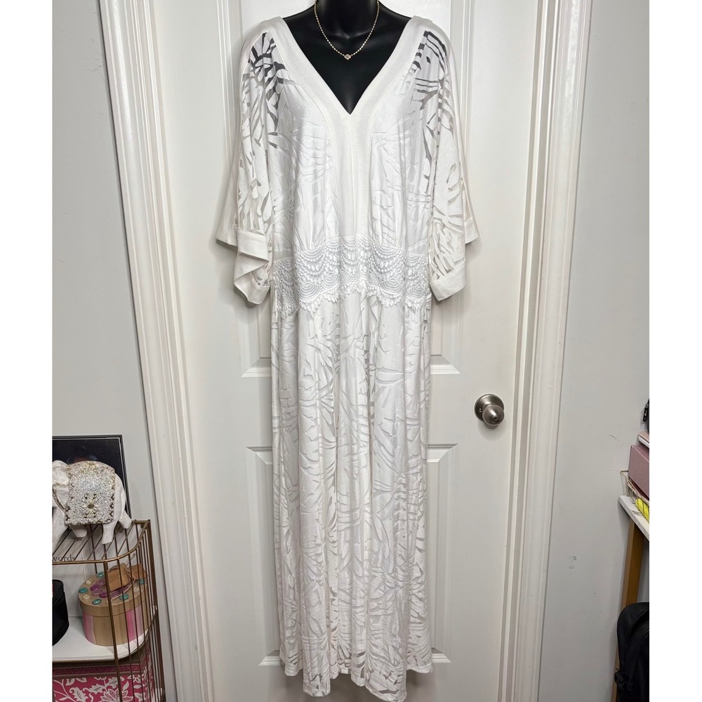 Lane Bryant Dress Womens 22/24 Maxi Boho Burn Out Resort Ethereal Romantic Beach